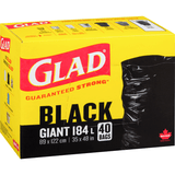 GLAD Giant Black Garbage Bags 184 Litres, 40 Bags(8/Case)-Chicken Pieces