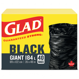 GLAD Giant Black Garbage Bags 184 Litres, 40 Bags(8/Case)-Chicken Pieces