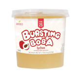Bossen Pure25 Lychee Bursting Boba 7.04 lb. (3.19 kg) - 4/Case | Real Lychee Juice-Chicken Pieces