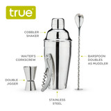 4 Piece Barware Set in SIOC pkg by True