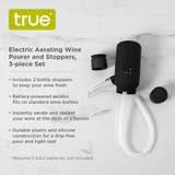 Electric Wine Pourer and Stoppers, Set of 3 by True Electric Wine Pourer and Stoppers, Set of 3 by True