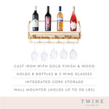 Gold Wall Mounted Wine Rack & Cork Storage Gold Wall Mounted Wine Rack & Cork Storage