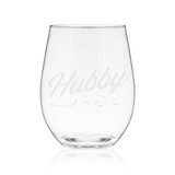 Hubby Script Stemless Wine Glass