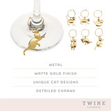 Gold Cat Wine Charms by Twine® Gold Cat Wine Charms by Twine®