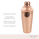 Hammered Copper Cocktail Shaker by Twine® Hammered Copper Cocktail Shaker by Twine®