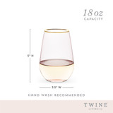 Rose Crystal Stemless Wine Glass Set by Twine® Rose Crystal Stemless Wine Glass Set by Twine®