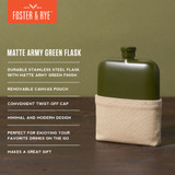 Matte Army Green Flask by Foster & Rye