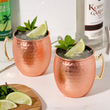Hammered Moscow Mule Copper Mugs, 2 Pack, by True
