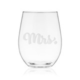 Mrs. Script Stemless Wine Glass