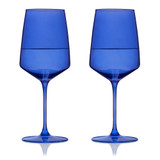 Reserve Nouveau Crystal Wine Glasses in Cobalt By Viski (set