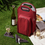 Metro: 2-Bottle Tote in Burgundy & Grey