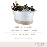 Jute Rope Wrapped Galvanized Tub by Twine® Jute Rope Wrapped Galvanized Tub by Twine®