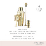 Gold Hammered Barware Set by Twine Gold Hammered Barware Set by Twine