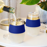 Wine FREEZE Cooling Cups in Blue (set of 2) and lids by HOS