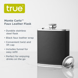 Monte Carlo: 6 oz Faux Leather Flask