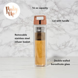 Dylan Rose Gold Glass Travel Infuser Mug