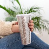 Glam Silver Double Walled Glitter Tumbler by Blush®