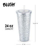 Glam Silver Double Walled Glitter Tumbler by Blush®