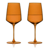 Reserve Nouveau Crystal Wine Glasses in Amber By Viski (set