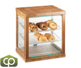 Cal-Mil 824-21" x 16 1/4" x 22 1/2" Bamboo Three Tier Display Case - Rear Doors-Chicken Pieces