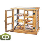 Cal-Mil 25" x 17" x 23" Madera Rustic Pine 3 Tier Paneled Bakery Display Case-Chicken Pieces