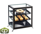 Cal-Mil 21 1/4" x 15 3/4" x 20 3/4" Soho Three Tier Black Display Case-Chicken Pieces