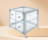 Cal-Mil 14" x 13" x 14 1/4" Soho Four Drawer Silver Steel Bread Case-Chicken Pieces