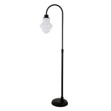 70" Black Arched Floor Lamp With White Frosted Glass Empire Shade - Chicken Pieces
