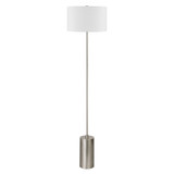 64" Nickel Traditional Shaped Floor Lamp With White Frosted Glass Empire Shade - Chicken Pieces