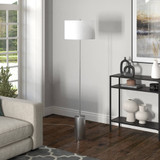 64" Nickel Traditional Shaped Floor Lamp With White Frosted Glass Empire Shade - Chicken Pieces