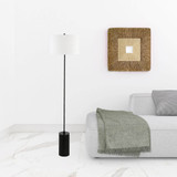 64" Black Traditional Shaped Floor Lamp With White Frosted Glass Empire Shade - Chicken Pieces