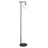 68" Black Reading Floor Lamp With White Frosted Glass Globe Shade - Chicken Pieces