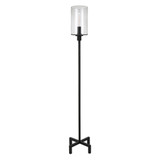 66" Black Torchiere Floor Lamp With Clear Seeded Glass Drum Shade - CP-HMEROOTS-523531 - Chicken Pieces