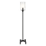 66" Black Torchiere Floor Lamp With Clear Seeded Glass Drum Shade - CP-HMEROOTS-523531 - Chicken Pieces
