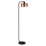 57" Black Arched Floor Lamp With Copper No Pattern Bell Shade - Chicken Pieces