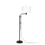 71" Black Adjustable Traditional Shaped Floor Lamp With White Frosted Glass Drum Shade - Chicken Pieces