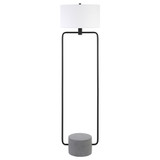 63" Black Column Floor Lamp With White Frosted Glass Drum Shade - Chicken Pieces