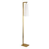 71" Brass Reading Floor Lamp With White Frosted Glass Cone Shade - Chicken Pieces