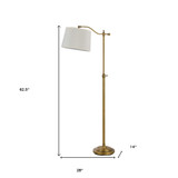 63" Bronze Adjustable Traditional Shaped Floor Lamp With White Square Shade