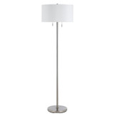 59" Nickel Two Light Traditional Shaped Floor Lamp With White Rectangular Shade - Chicken Pieces