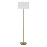 64" Brass Two Light Traditional Shaped Floor Lamp With White Rectangular Shade - Chicken Pieces