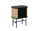24" Natural and Black Modern Sliding Door Nightstand - Chicken Pieces