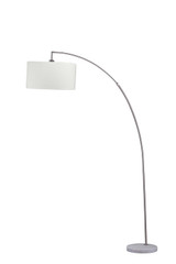 86" White And Silver Arc Floor Lamp With White Drum Shade - Chicken Pieces