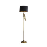 65" Burnished Gold Floor Lamp With Black Drum Shade - Chicken Pieces