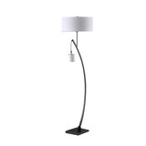 59" Matte Black Dual Arc Floor Lamp With White Drum Shade - Chicken Pieces