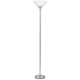 70" Nickel Torchiere Floor Lamp With White Frosted Glass Dome Shade - Chicken Pieces
