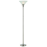 71" Nickel Torchiere Floor Lamp With Clear Frosted Glass Dome Shade - Chicken Pieces