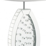 37" Mirrored Glass Table Lamp With White Drum Shade - Chicken Pieces