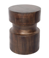 16" Brown Solid Wood Drum End Table - Chicken Pieces