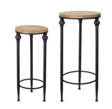 Set Of Two 12" Black And Brown Solid Wood Round End Tables - Chicken Pieces Set Of Two 12" Black And Brown Solid Wood Round End Tables - Chicken Pieces